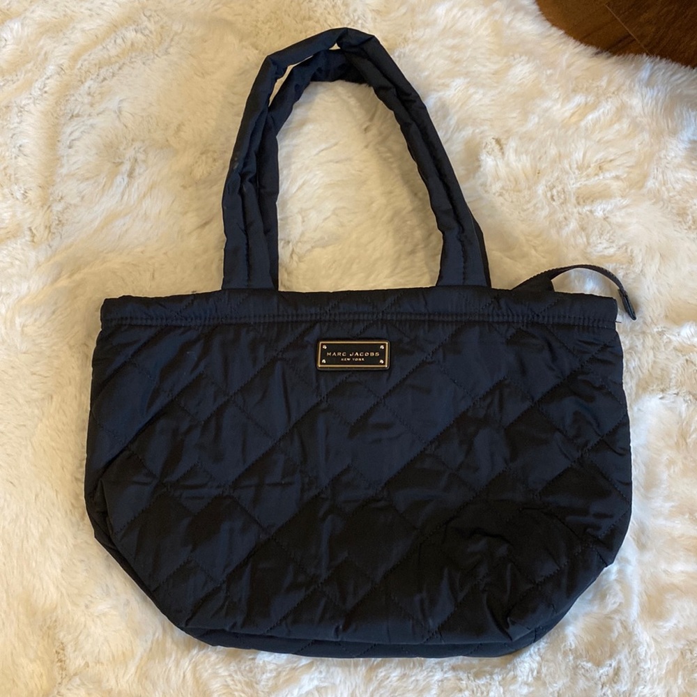 Marc Jacobs black quilted tote bag with zip closure